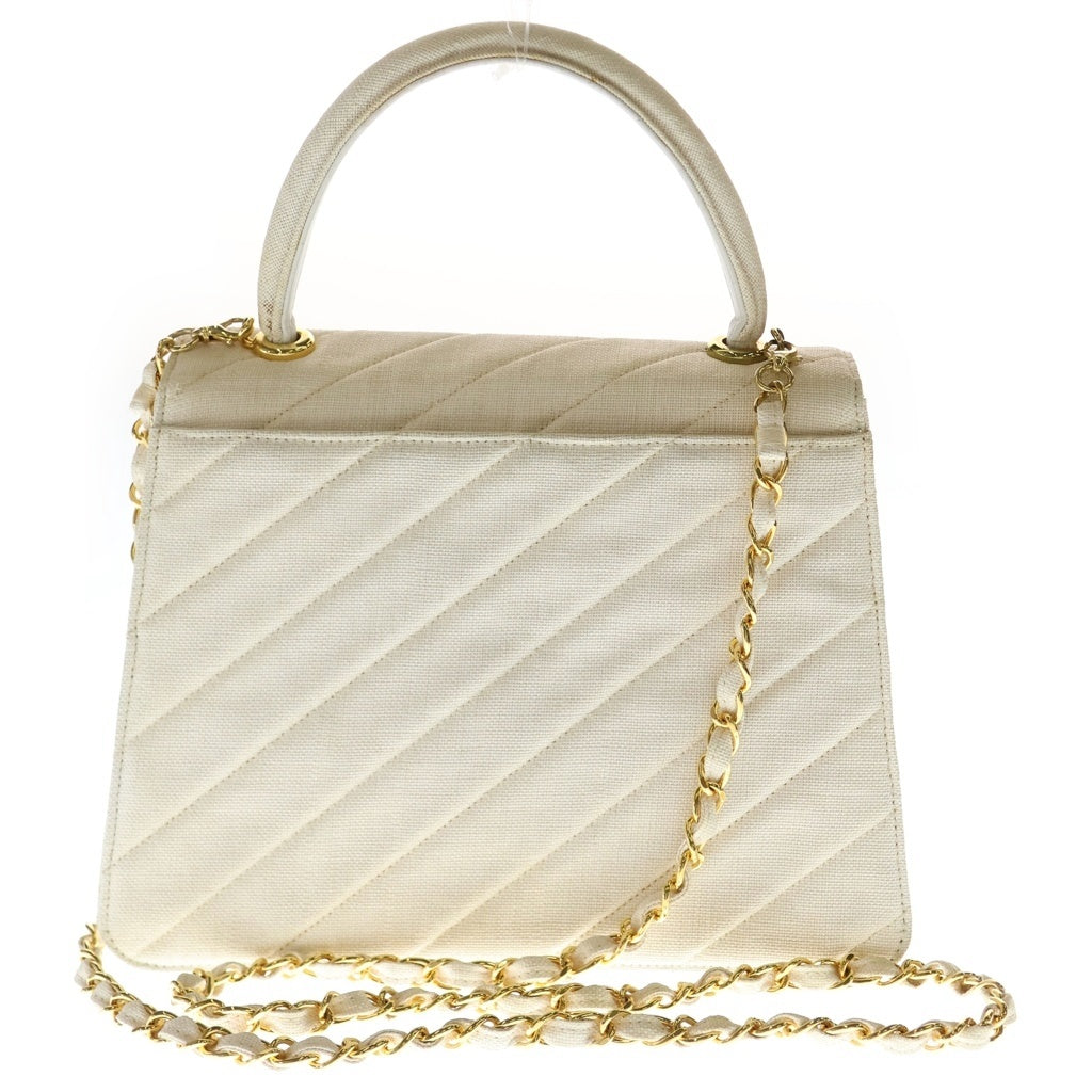CHANEL(シャネル) ココマークチェーンショルダーバッグ ハンドバッグ アイボリー キャンバス ゴールド金具 レディース