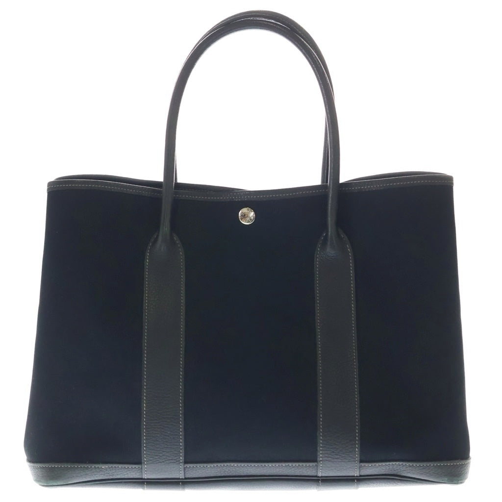 HERMES(エルメス) ガーデンパーティPM トートバッグ ハンドバッグ ブラック トワルアッシュ×ネゴンダ □L刻印 シルバー金具 レディース