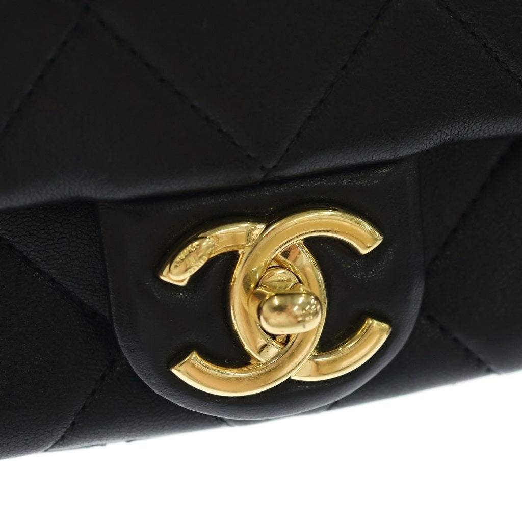 CHANEL(シャネル) ミニマトラッセ トップハンドル チェーンショルダーバッグ ミニバッグ ブラック ラムスキン AS3748 ゴールド金具 レディース