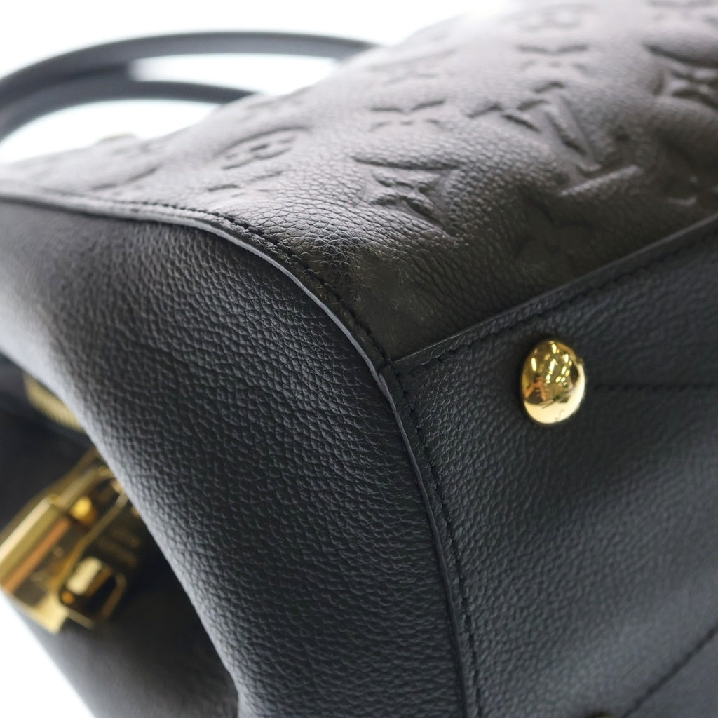 LOUIS VUITTON(ルイヴィトン) アンプラント モンテーニュMM 2WAYハンドバッグ ショルダーバッグ ブラック ノワール レザー M41048 ゴールド金具 レディース