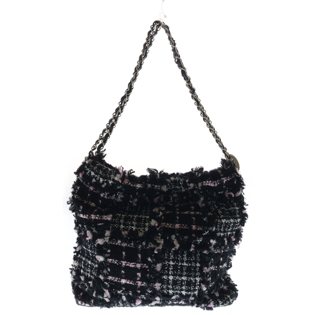CHANEL(シャネル) シャネル22 スモール チェーンハンドバッグ トートバッグ ブラック×ピンク ツイード シルバー金具 レディース