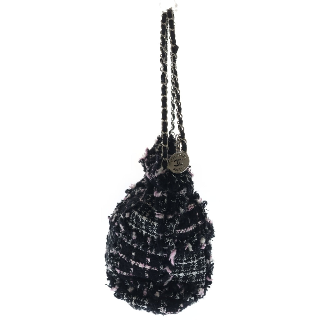 CHANEL(シャネル) シャネル22 スモール チェーンハンドバッグ トートバッグ ブラック×ピンク ツイード シルバー金具 レディース