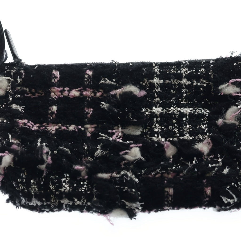 CHANEL(シャネル) シャネル22 スモール チェーンハンドバッグ トートバッグ ブラック×ピンク ツイード シルバー金具 レディース