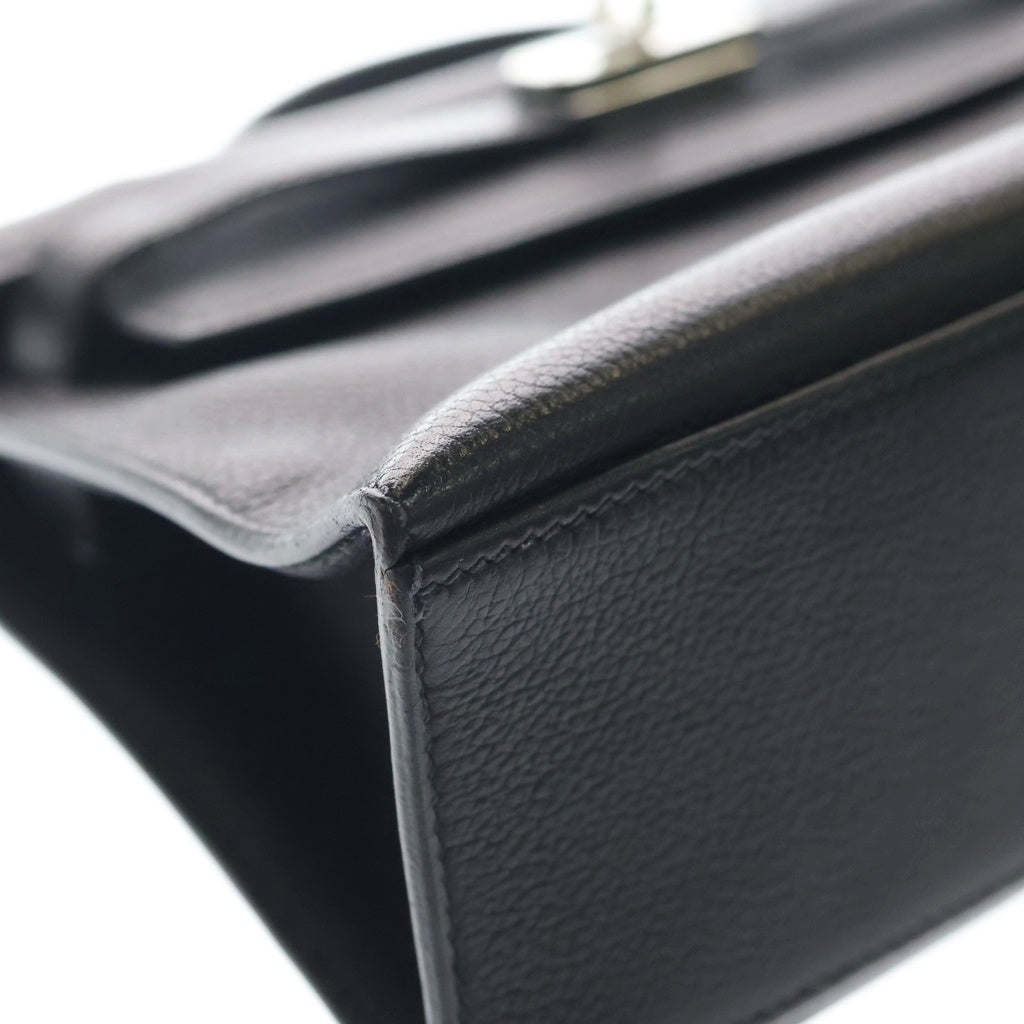 HERMES(エルメス) ポシェットケリー エバーグレイン ハンドバッグ クラッチバッグ セカンドバッグ □J刻印 ノワール ブラック レディース