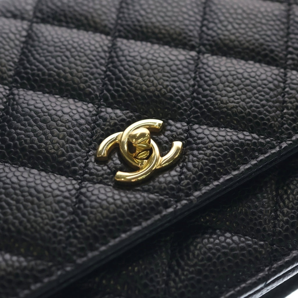 CHANEL(シャネル) マトラッセ チェーンショルダーウォレット ショルダーバッグ ブラック キャビアスキン AP0250 ゴールド金具 レディース