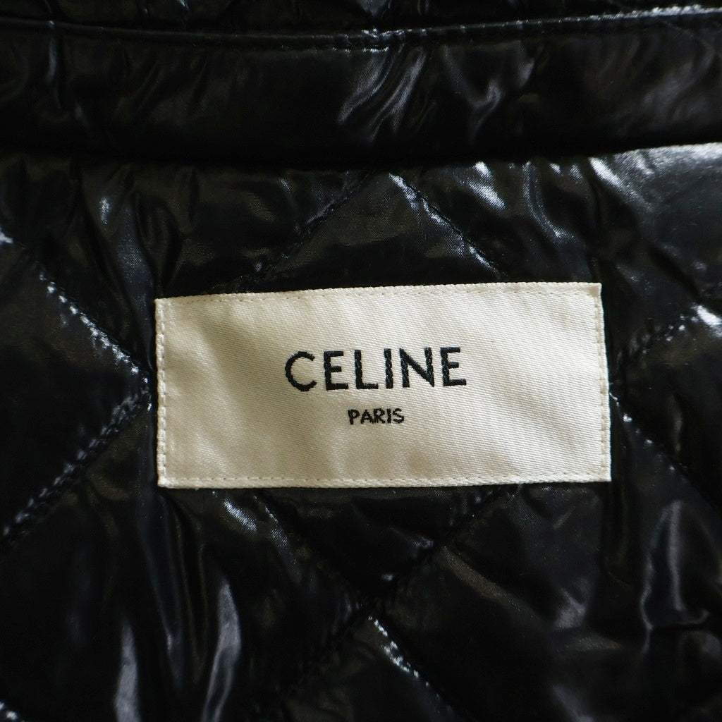 CELINE(セリーヌ) 21AW キルティング フランネルシャツ フーデッドロゴブルゾン フード付きジャケット ホワイト/ブラック 2W4100010