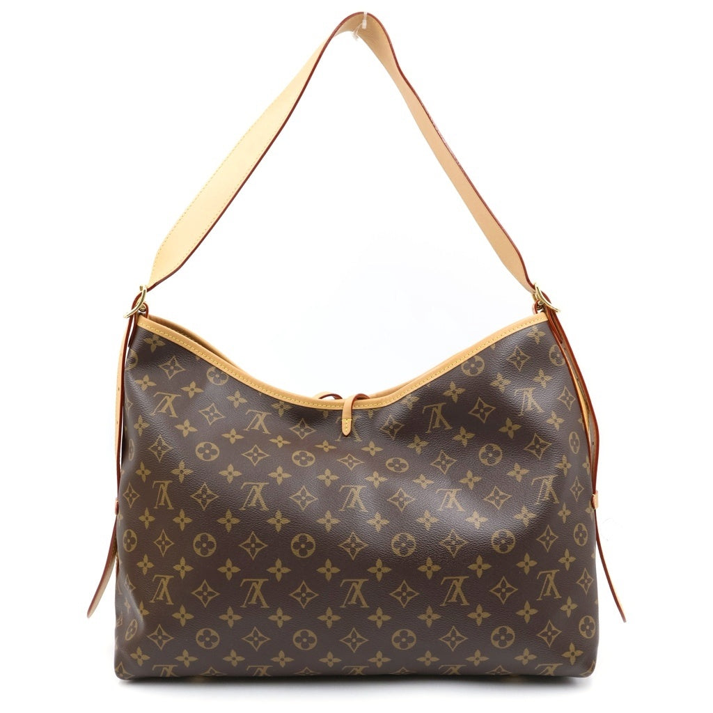LOUIS VUITTON(ルイヴィトン) モノグラム キャリーオールNM MM ショルダーバッグ ブラウン レザー×PVC M46197 ゴールド金具 レディース