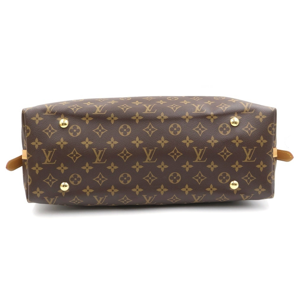LOUIS VUITTON(ルイヴィトン) モノグラム キャリーオールNM MM ショルダーバッグ ブラウン レザー×PVC M46197 ゴールド金具 レディース