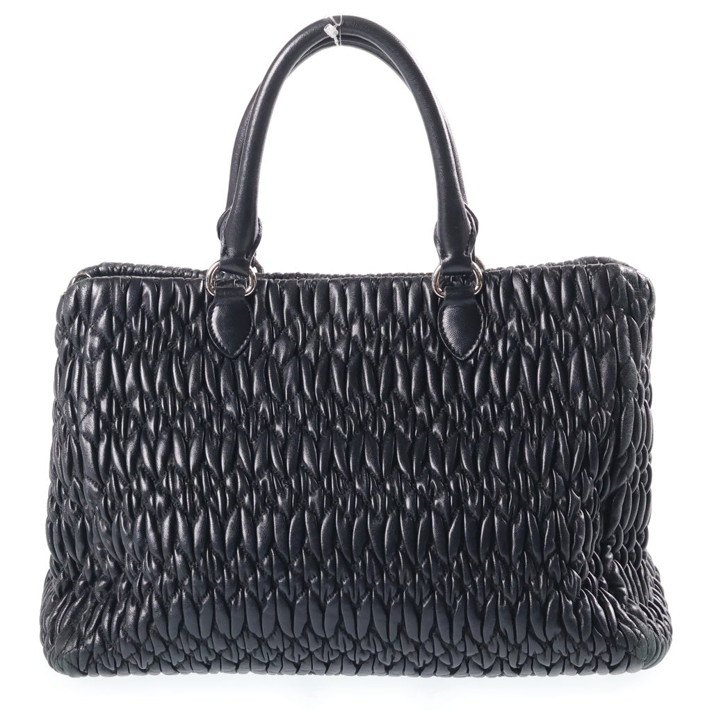 miumiu(ミュウミュウ) ナッパクリスタル マテラッセ 2WAY ショルダーバッグ ハンドバッグ レザー ブラック 5BA067 レディース