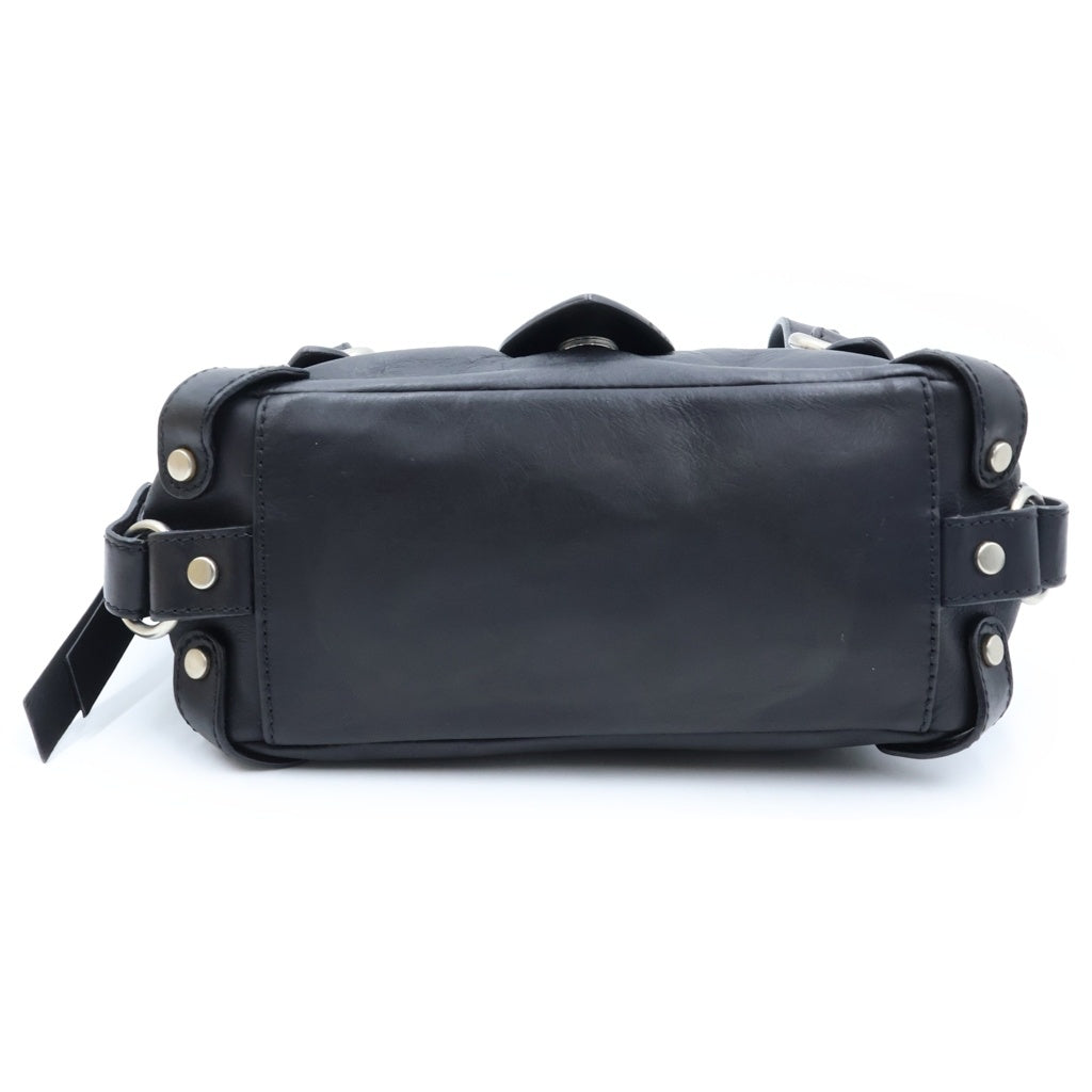 DOLCE & GABBANA(ドルチェアンドガッバーナ) レザーバックルデザインハンドバッグ ミニボストンバッグ ブラック シルバー金具 レディース
