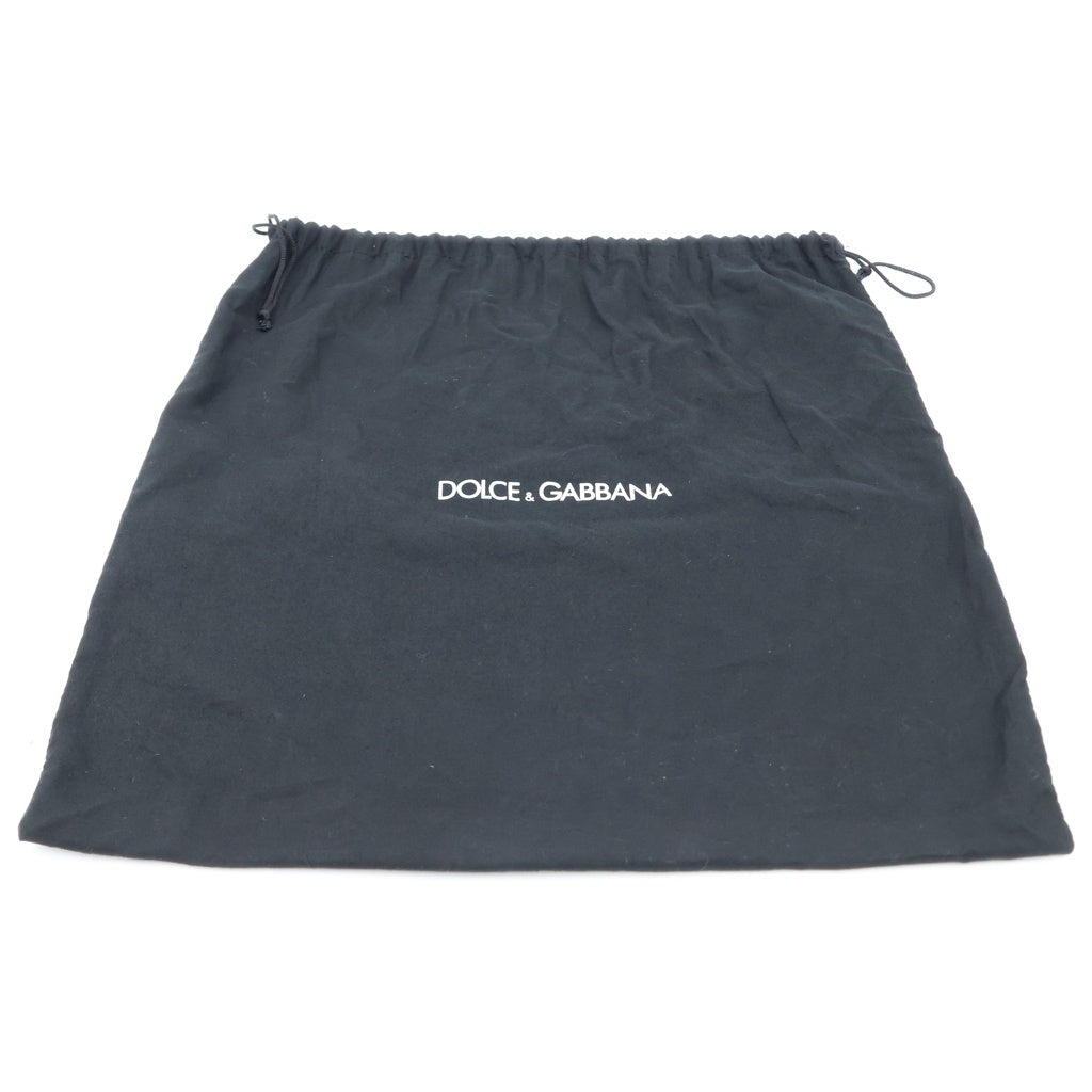 DOLCE & GABBANA(ドルチェアンドガッバーナ) デニムワンショルダーバッグ ミニハンドバッグ インディゴブルー×ホワイト デニム×レザー ゴールド金具 レディース