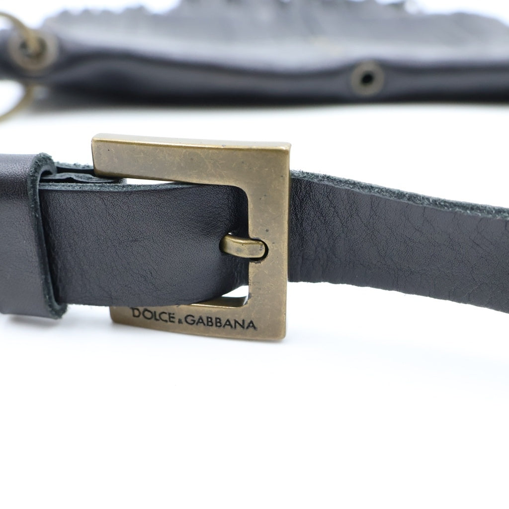 DOLCE & GABBANA(ドルチェアンドガッバーナ) フリンジ ワンショルダーバッグ ブラック レザー レディース