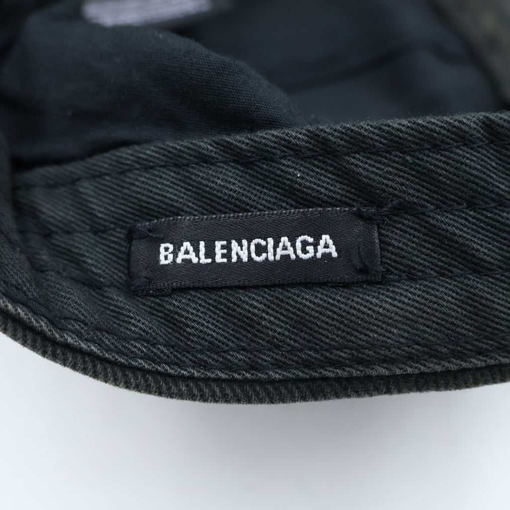 BALENCIAGA(バレンシアガ) ロゴ刺繍 コットン ベースボールキャップ 帽子 #L ブラック
