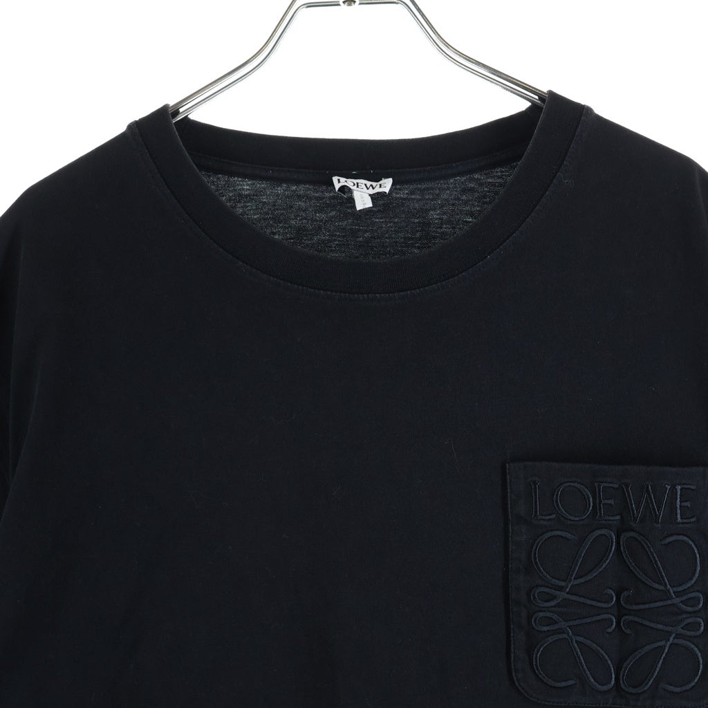 LOEWE(ロエベ) アナグラム ロゴ 刺繍 コットン 半袖 Tシャツ カットソー #M ブラック 1727170