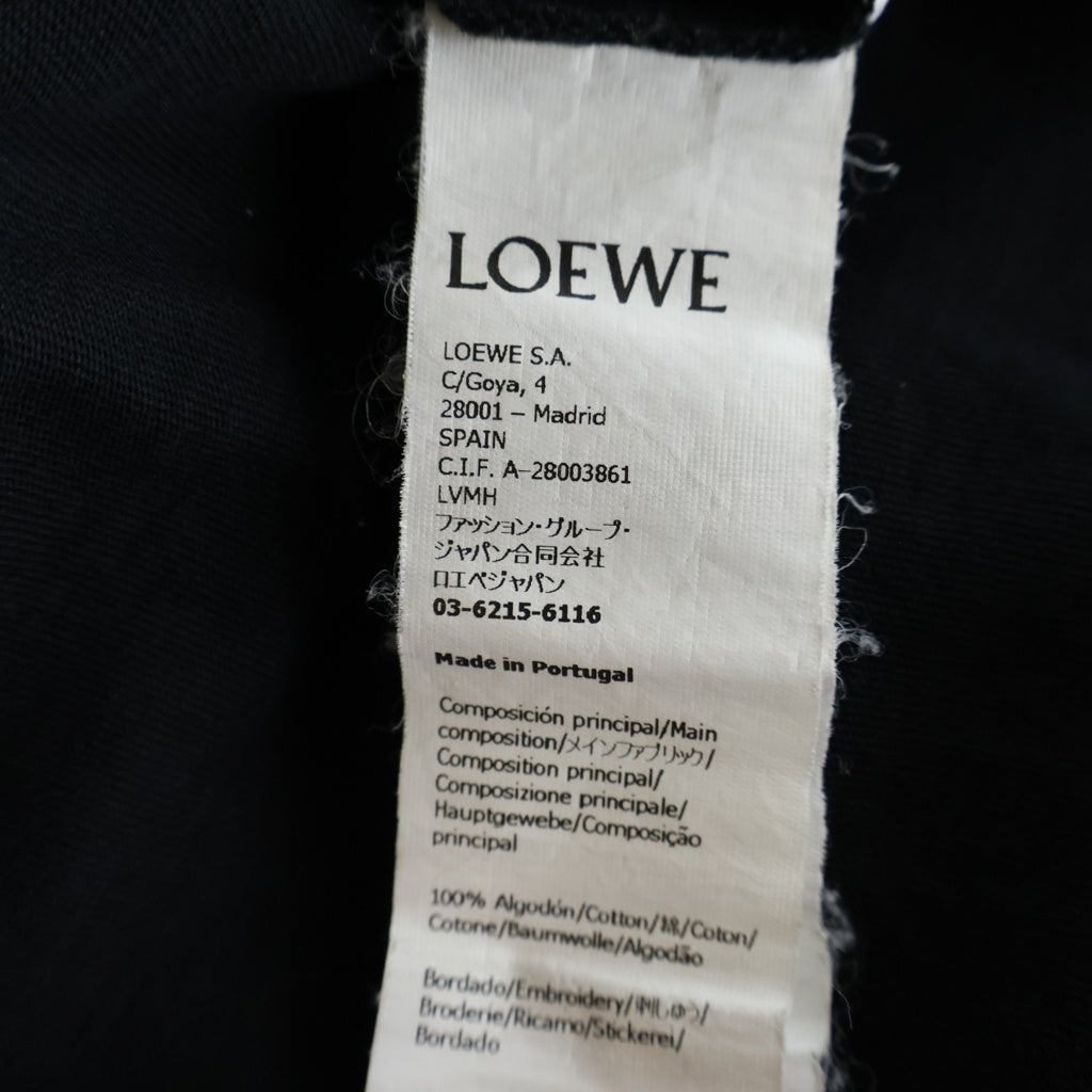 LOEWE(ロエベ) アナグラム ロゴ 刺繍 コットン 半袖 Tシャツ カットソー #M ブラック 1727170