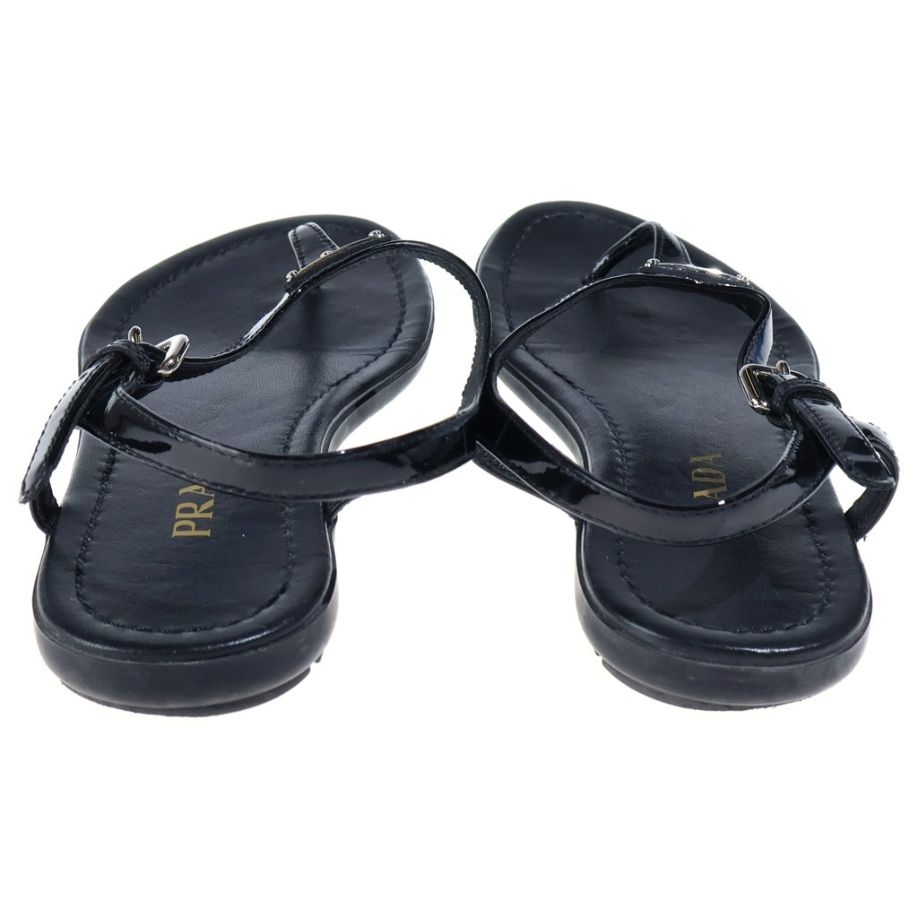PRADA(プラダ) ロゴサンダル ブラック エナメル×レザー 1Y656l レディース