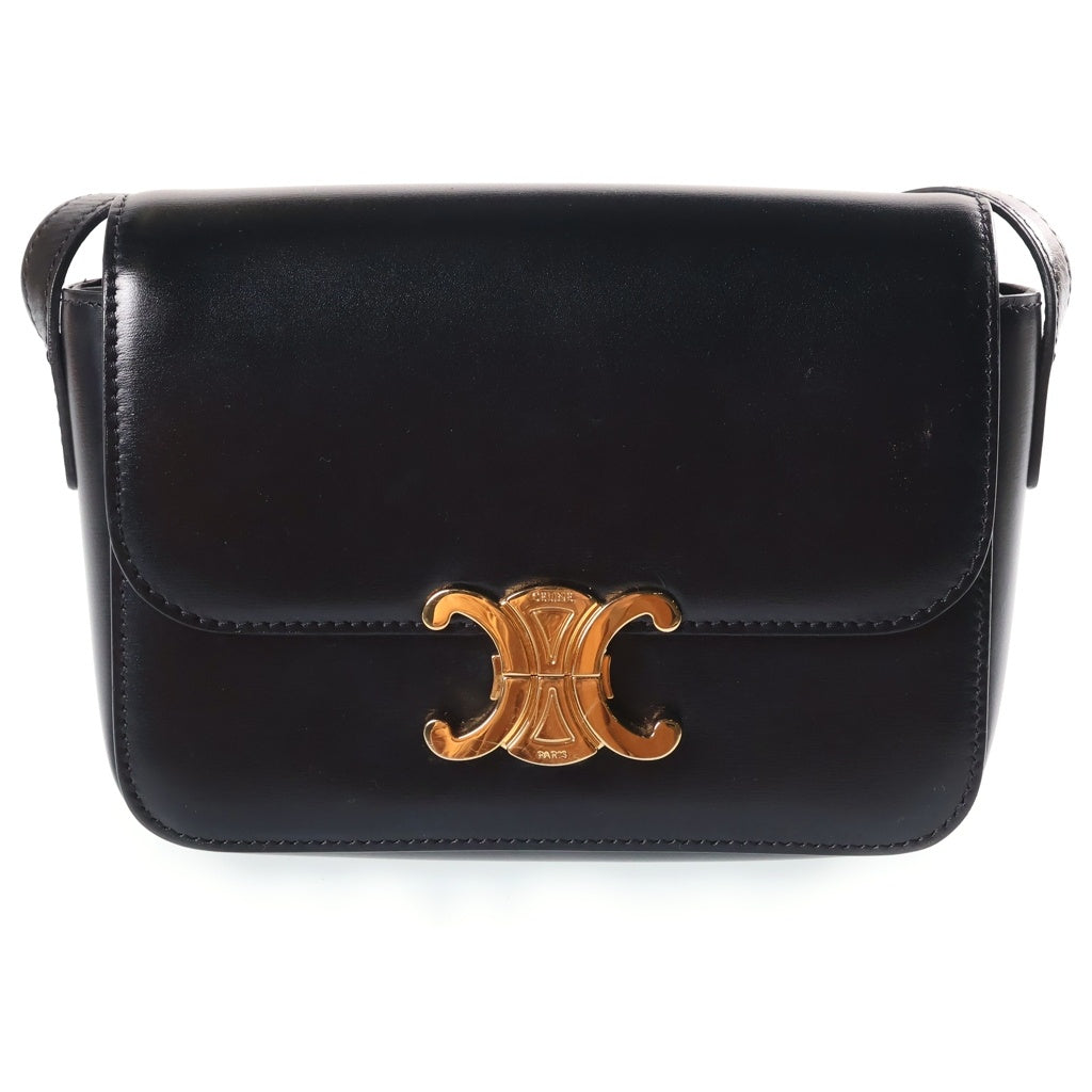 CELINE(セリーヌ) ティーントリオンフ ショルダーバッグ ゴールド金具 レザー ブラック レディース