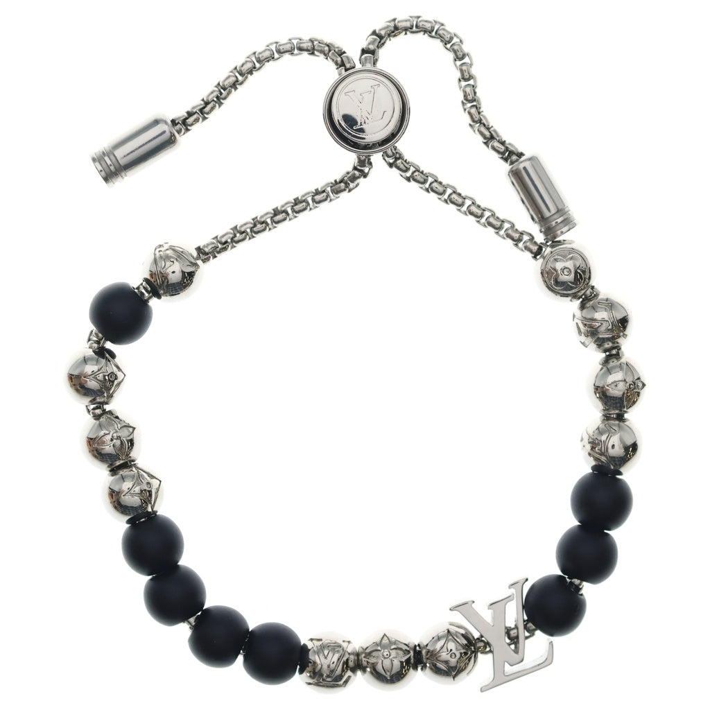 LOUIS VUITTON(ルイヴィトン) ブラスレ モノグラム ビーズ ブレスレット LVイニシャル シルバー/ブラック M00512 AK3274 レディース