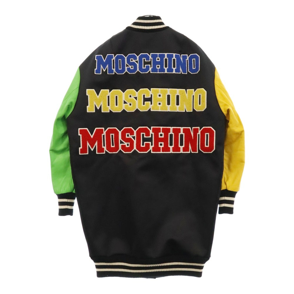 MOSCHINO(モスキーノ) アームレザーバックロゴ ロングスタジアムマルチカラージャケット スタジャン DA0616