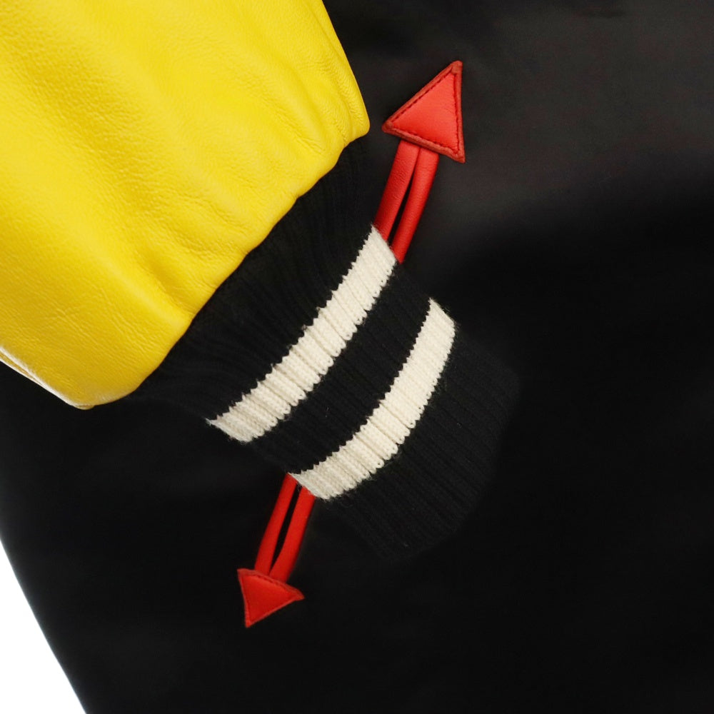 MOSCHINO(モスキーノ) アームレザーバックロゴ ロングスタジアムマルチカラージャケット スタジャン DA0616