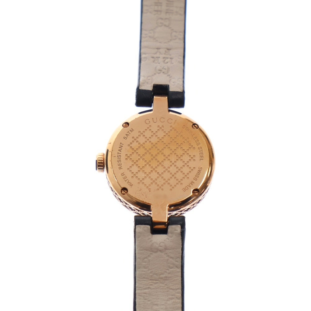 GUCCI(グッチ) ディアマンティッシマ 141.5 黒文字盤 SS×レザー/QZ ステンレス クォーツ 腕時計