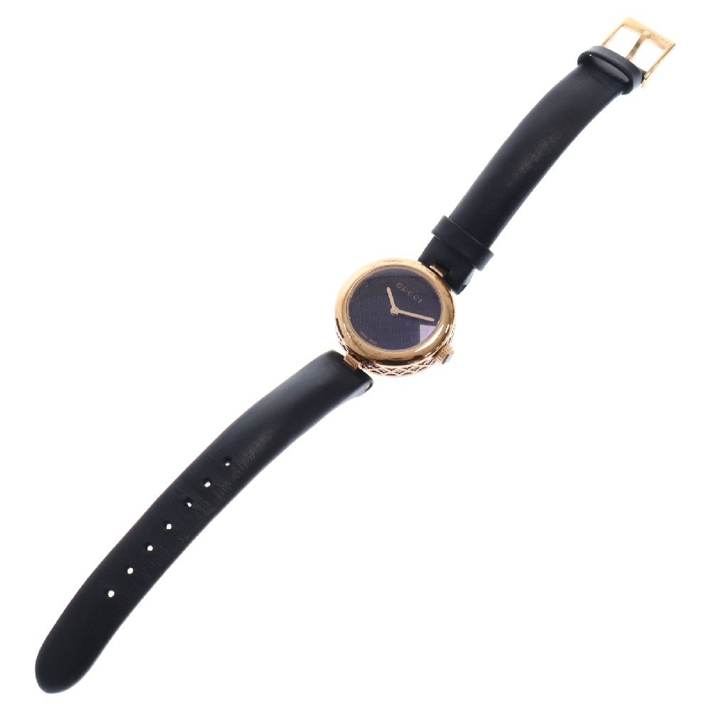 GUCCI(グッチ) ディアマンティッシマ 141.5 黒文字盤 SS×レザー/QZ ステンレス クォーツ 腕時計