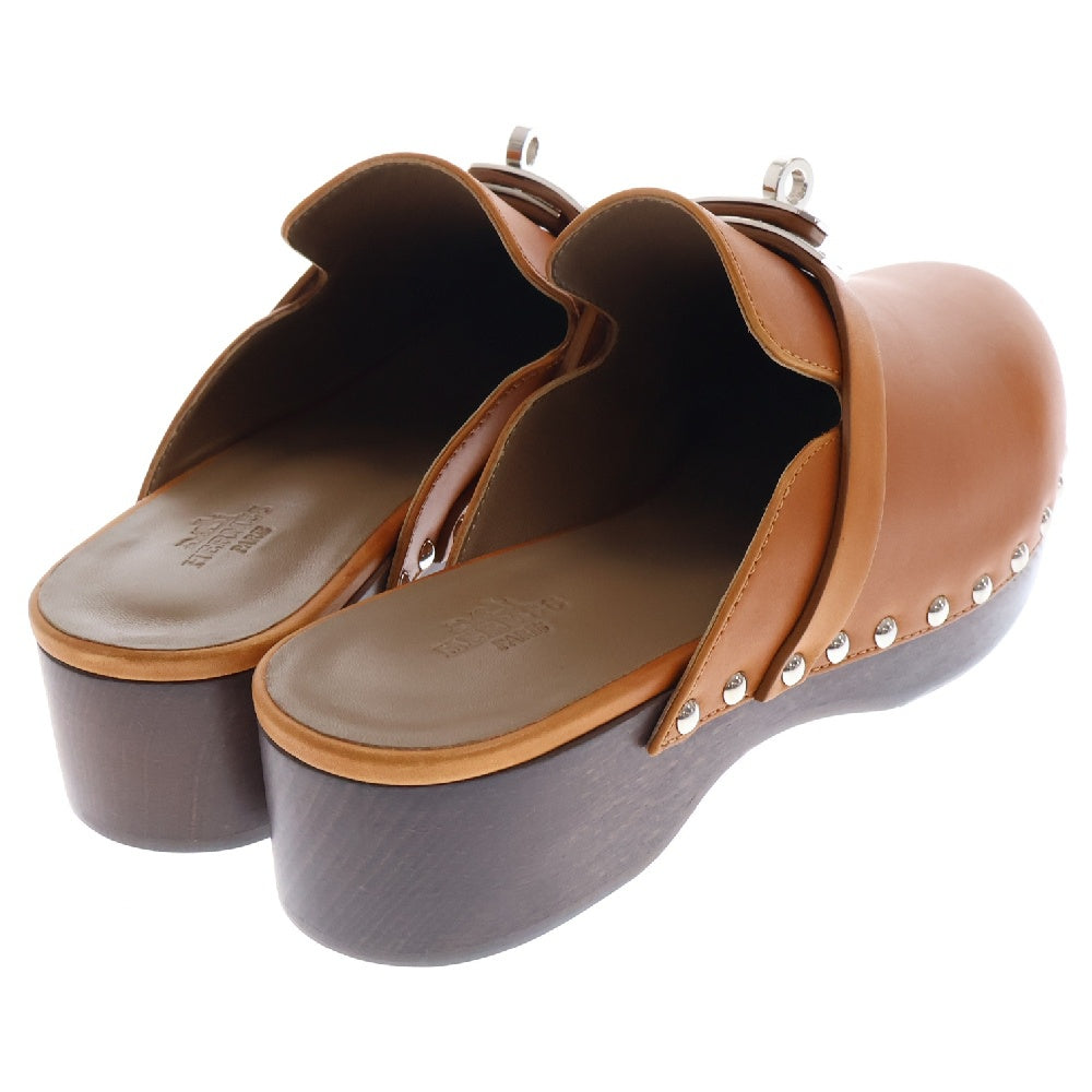 HERMES(エルメス) カルロッタ ミュール サボ サンダル ケリーバックル ブラウン レザー 36