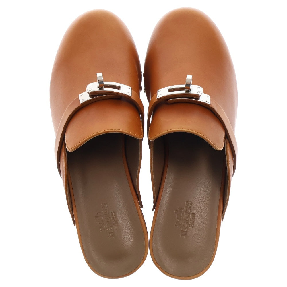 HERMES(エルメス) カルロッタ ミュール サボ サンダル ケリーバックル ブラウン レザー 36