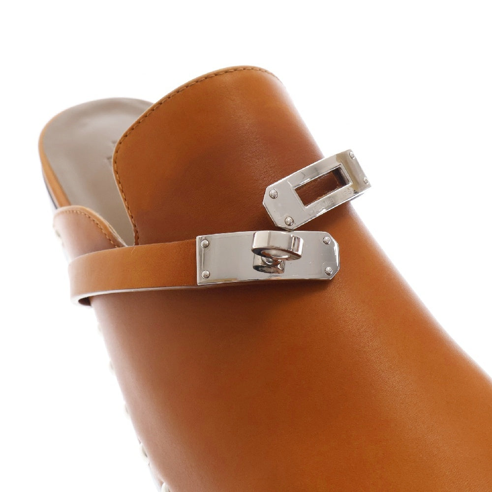 HERMES(エルメス) カルロッタ ミュール サボ サンダル ケリーバックル ブラウン レザー 36