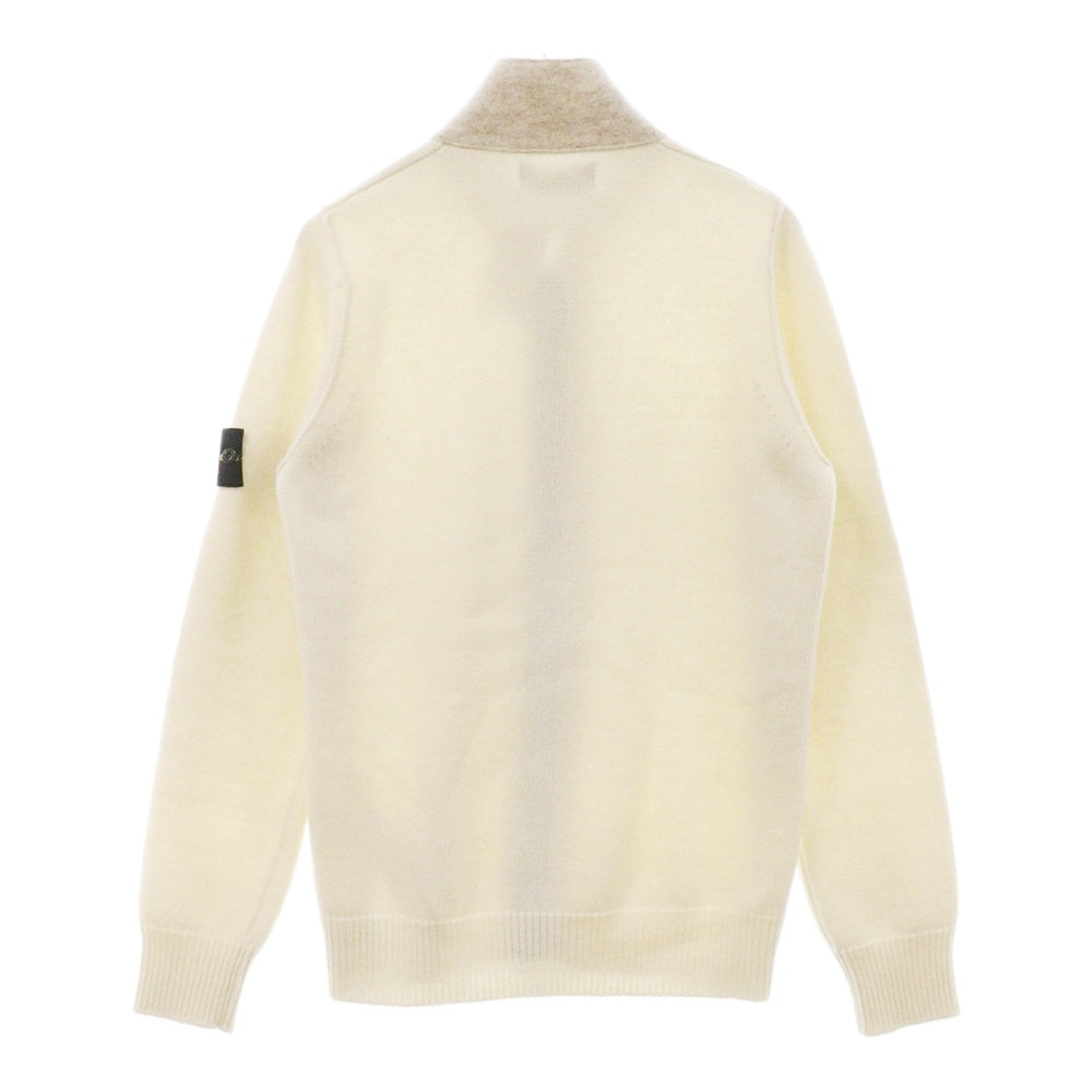 STONE ISLAND(ストーンアイランド) 24AW スタンドカラーニットブルゾン アイボリー ラムウール Mサイズ 8115547A3