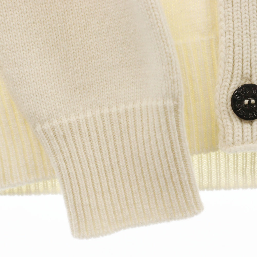 STONE ISLAND(ストーンアイランド) 24AW スタンドカラーニットブルゾン アイボリー ラムウール Mサイズ 8115547A3