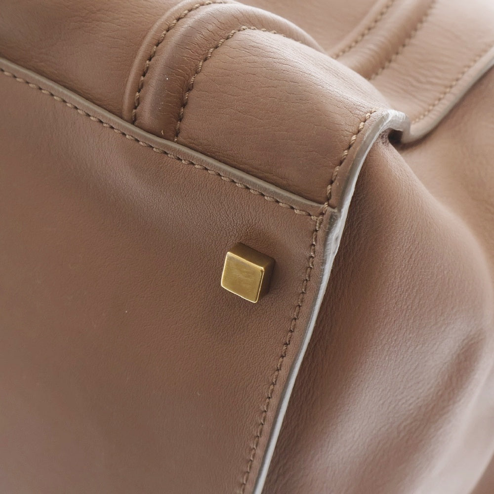 CELINE(セリーヌ) スクエア ラゲージ ファントム ブラウン レザー トートバッグ ハンドバック ゴールド金具