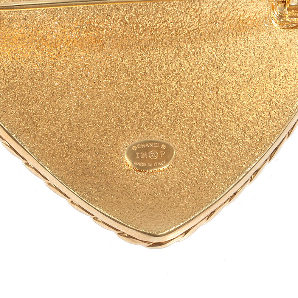 CHANEL(シャネル) ココマーク ハート デニム ブローチ フルー×ゴールド I24P GP アクセサリー