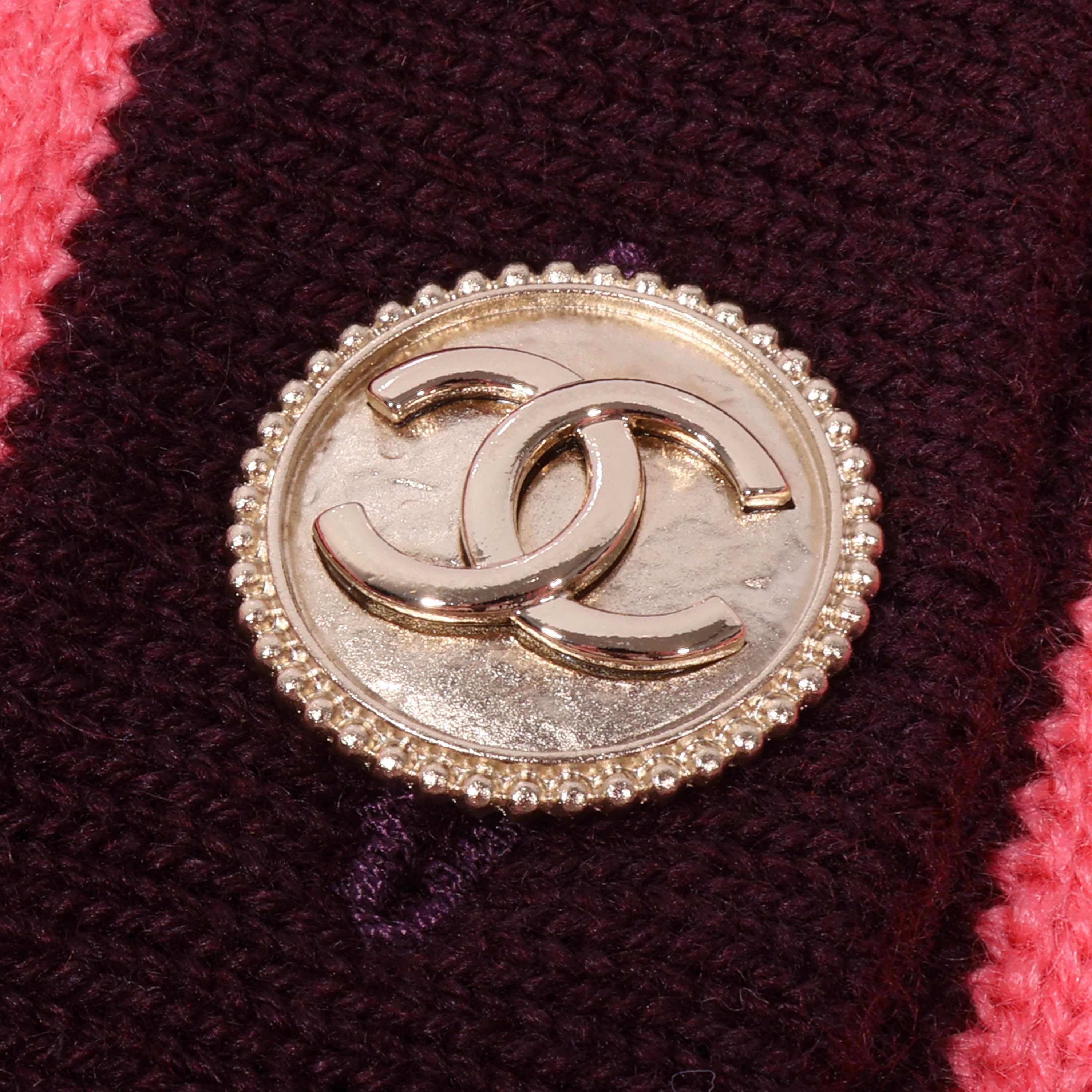 CHANEL(シャネル) ニットカーディガン P64649K60663 ココマークボタン ピンク×パープル カシミヤ #38 長袖
