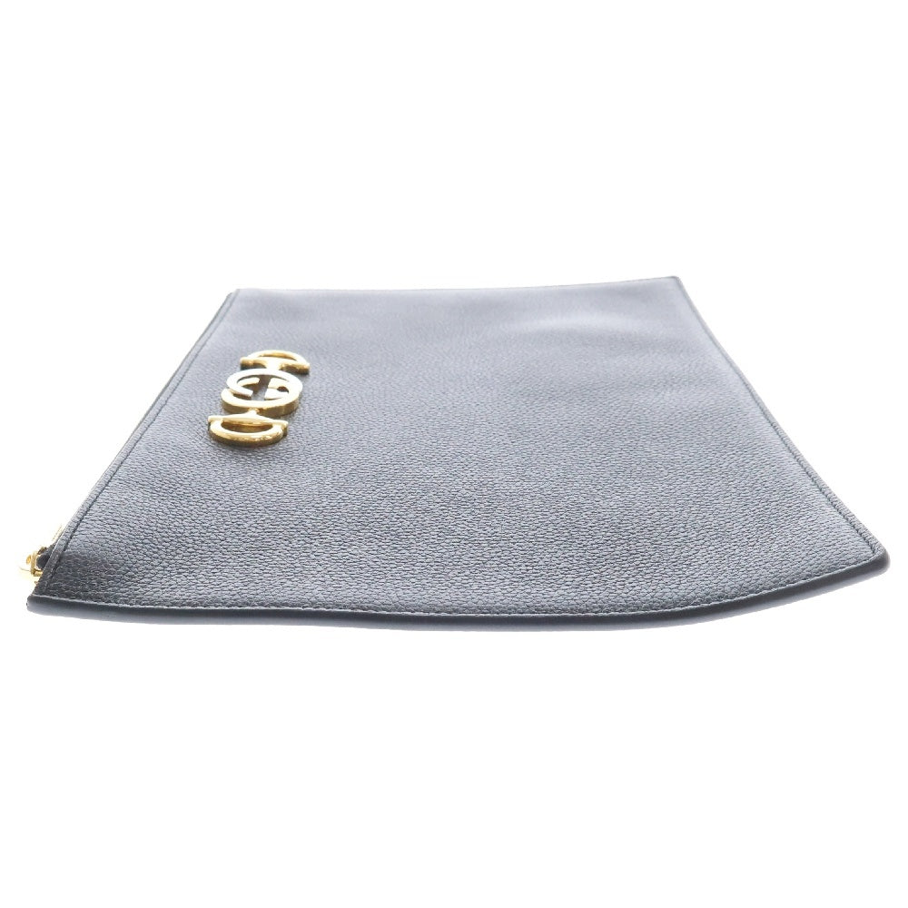 GUCCI(グッチ) ズゥミ クラッチバッグ GGロゴ ブラック レザー 570728