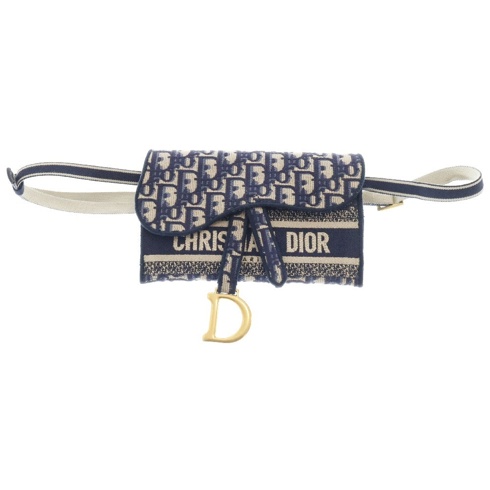 Christian Dior(クリスチャンディオール) オブリーク サドル ウエストポーチ バッグ ショルダーバッグ ブルー ジャガード ネイビー ポシェット キャンバス