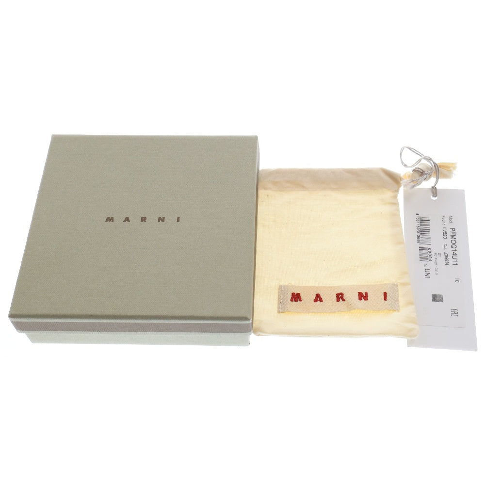 MARNI(マルニ) 二つ折り財布 ブラウン×レッド レザー コンパクトウォレット コインケース カードケース