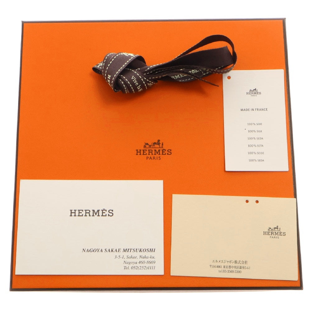 HERMES(エルメス) エルザ カチューシャ ブルー×ホワイト シルク ヘアバンド ヘアアクセサリー