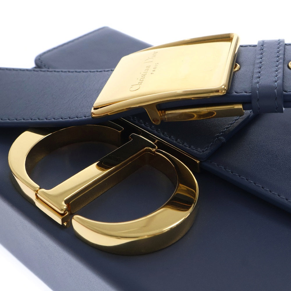 Christian Dior(クリスチャンディオール) モンテーニュ30 ショルダーバッグ ネイビー レザー ゴールド金具 斜め掛けバッグ