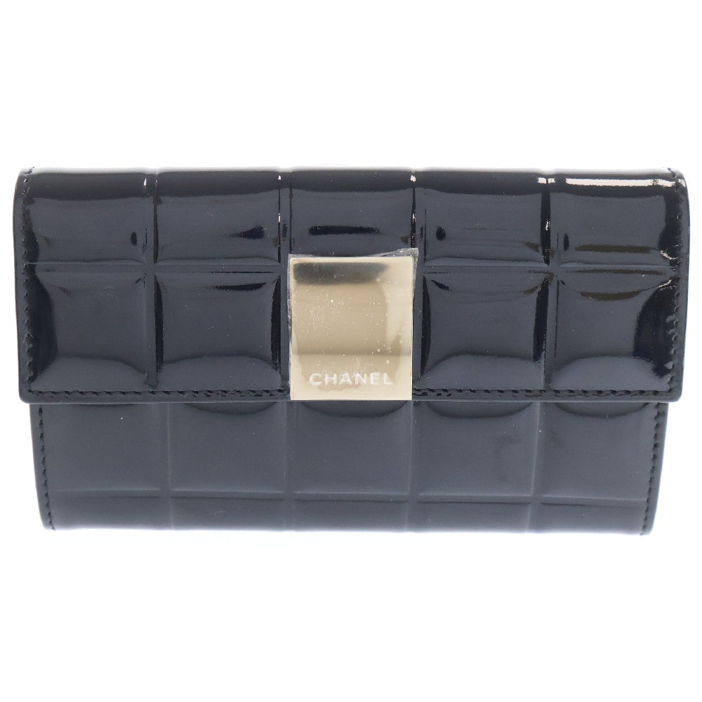 CHANEL(シャネル) チョコバー コインケース カードケース パテント エナメル ブラック ゴールド金具 財布 コンパクトウォレット