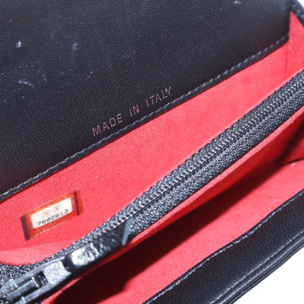 CHANEL(シャネル) チョコバー コインケース カードケース パテント エナメル ブラック ゴールド金具 財布 コンパクトウォレット
