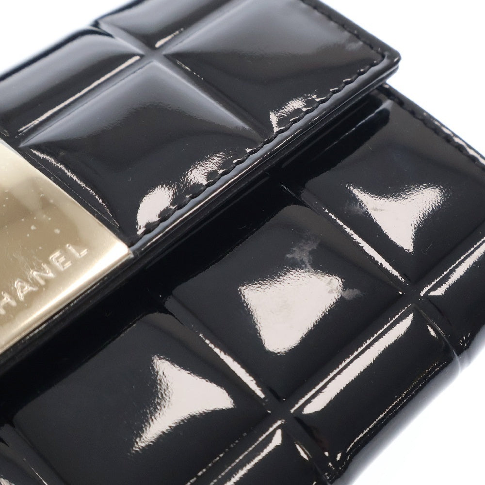 CHANEL(シャネル) チョコバー コインケース カードケース パテント エナメル ブラック ゴールド金具 財布 コンパクトウォレット