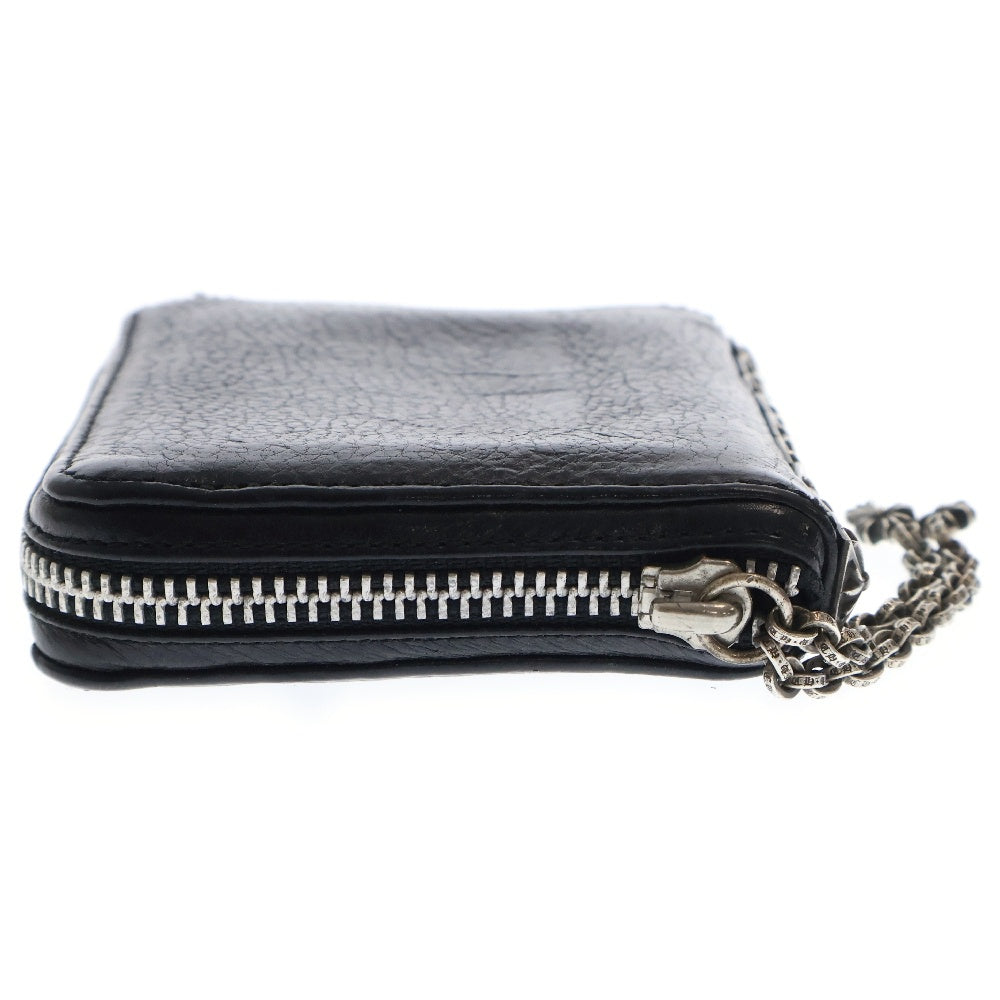 CHROME HEARTS(クロムハーツ) 3 SIDE ZIP 3サイドジップ サイドピラミッドスタッズレザーウォレット 財布 ブラック/シルバー