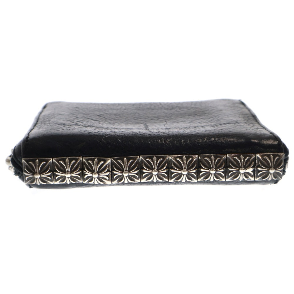 CHROME HEARTS(クロムハーツ) 3 SIDE ZIP 3サイドジップ サイドピラミッドスタッズレザーウォレット 財布 ブラック/シルバー