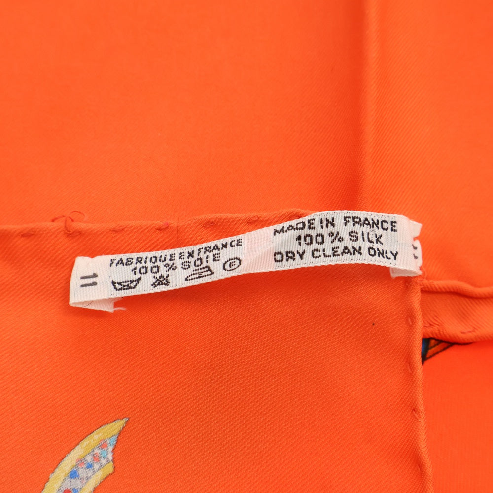 HERMES(エルメス) カレ90 1789年 フランス革命記念 シルクスカーフ ホワイト×オレンジ レディース