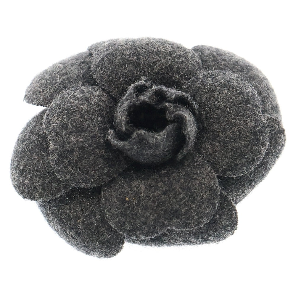 CHANEL(シャネル) カメリア コサージュ グレー ウール 花 ブローチ
