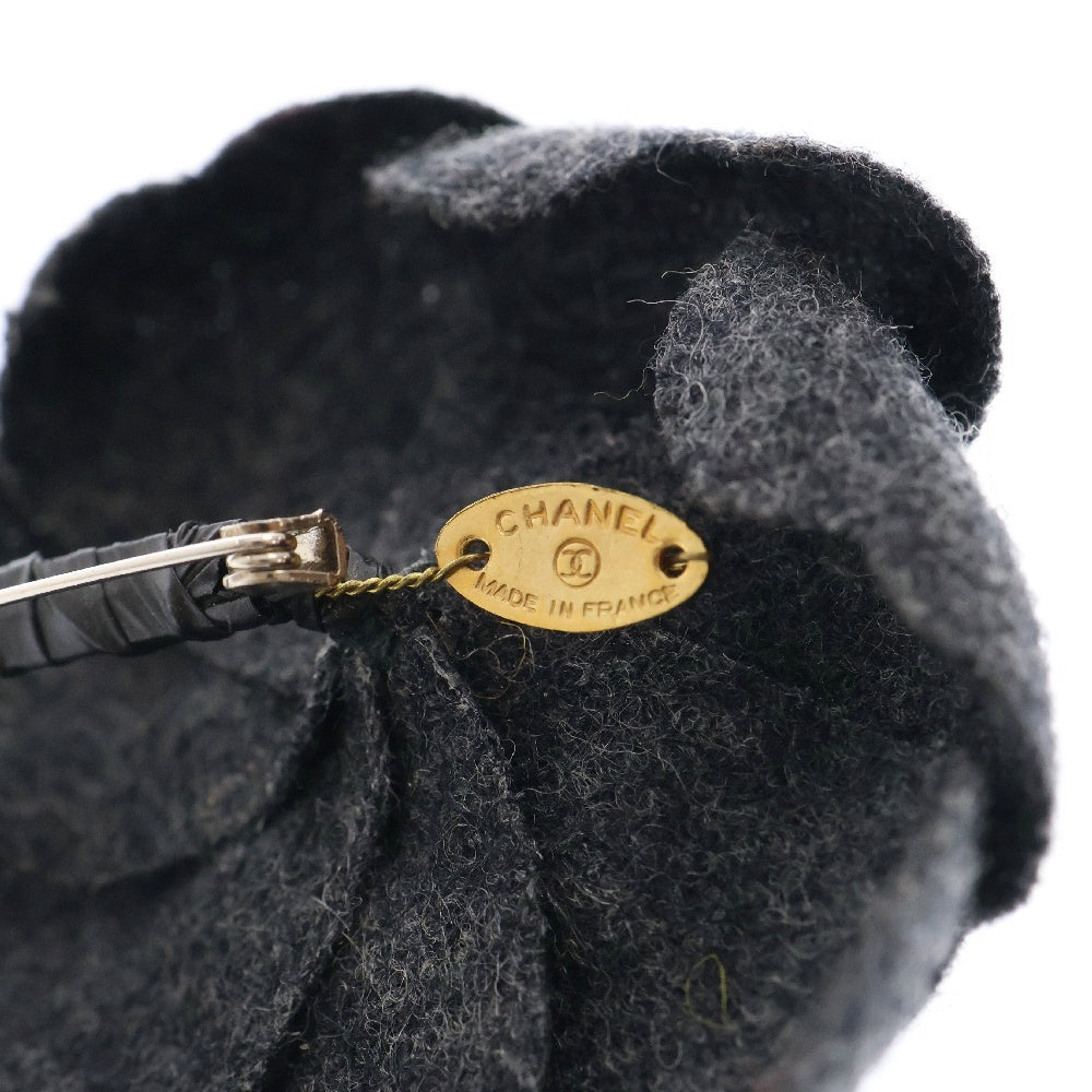CHANEL(シャネル) カメリア コサージュ グレー ウール 花 ブローチ