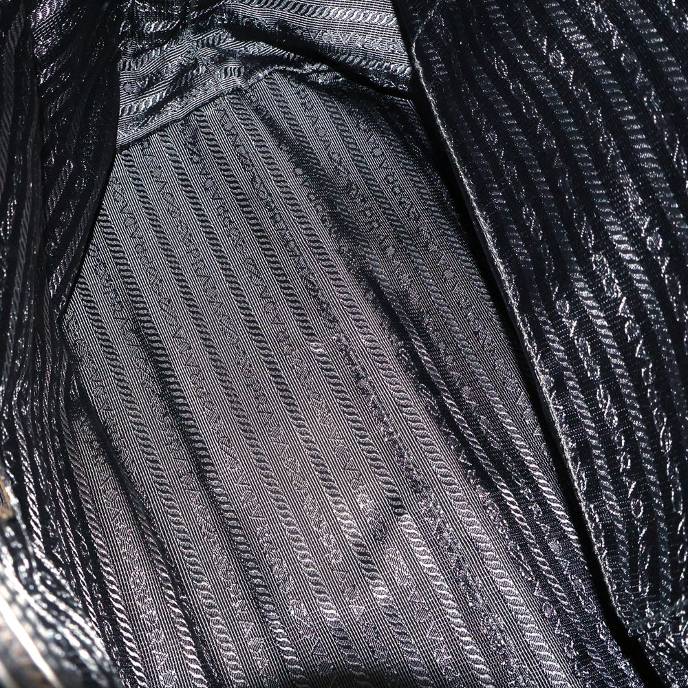PRADA(プラダ) トートバッグ ブラック テスート ハンドバッグ ゴールド金具 肩掛けバッグ ナイロン×レザー 1BG159