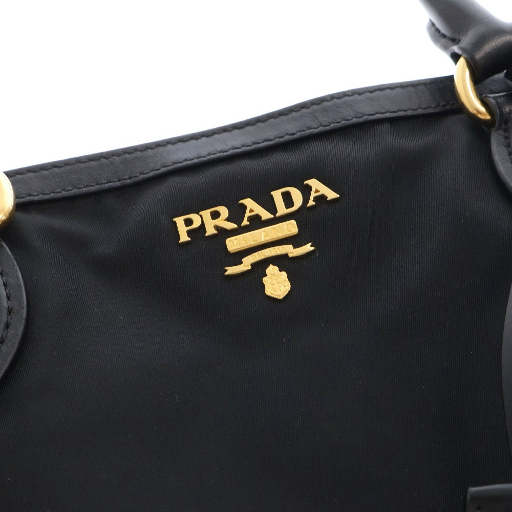PRADA(プラダ) トートバッグ ブラック テスート ハンドバッグ ゴールド金具 肩掛けバッグ ナイロン×レザー 1BG159