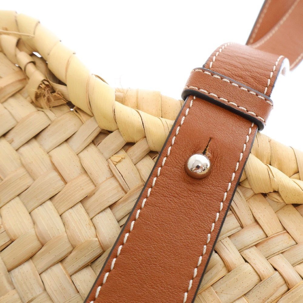 LOEWE(ロエベ) アナグラム バスケットバッグ ミディアム ラフィア×レザー ベージュ×ブラウン